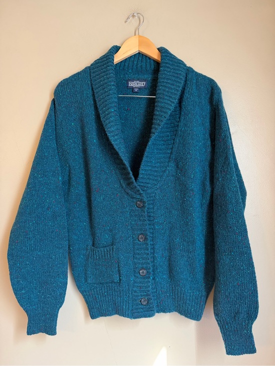 Lands' End Sweaters - Vtg  Lands' End 100% Wool Speckled Shawl Collar Cardigan Sweater Women M